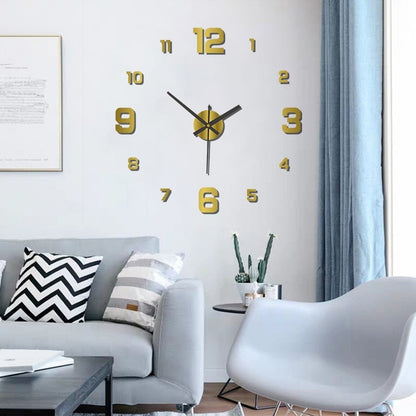 Creative Frameless DIY Silent  Decal  Wall Clock - For Living Room &  Office Wall Decoration