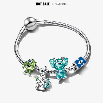 Disney Pixar Monsters Inc Charm Beads - Set Fits Pandora Bracelet - 925 Silver