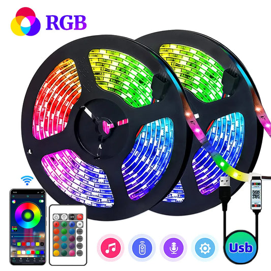 LED Strip Lights RGB 5050, 5V 1M-30M, 16 εκατομμύρια χρώματα, RGB , Lighting Music Sync, Color Changing for Party Home