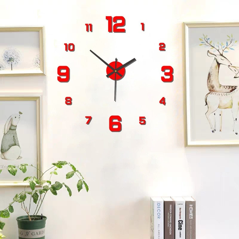 Creative Frameless DIY Silent  Decal  Wall Clock - For Living Room &  Office Wall Decoration