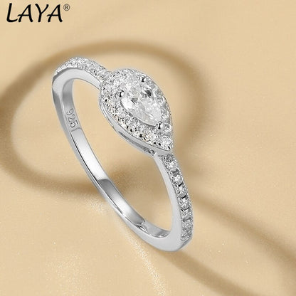 Ladies All Stones Moissanite Diamond D Color Pear Shape LAYA-  100% 925 Sterling Silver