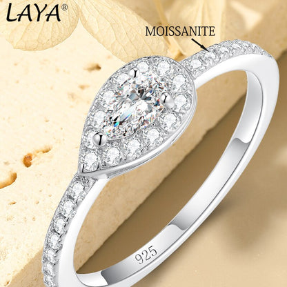 Ladies All Stones Moissanite Diamond D Color Pear Shape LAYA-  100% 925 Sterling Silver