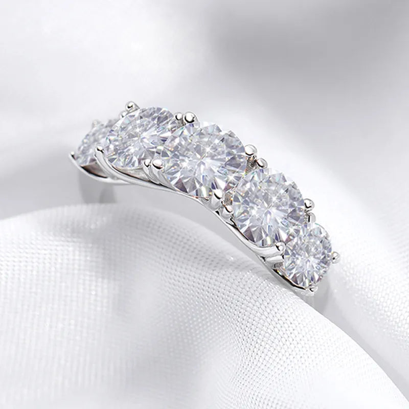 18k Plated 3.6CT All Moissanite Ring  for Women - 5 Stones Sparkling