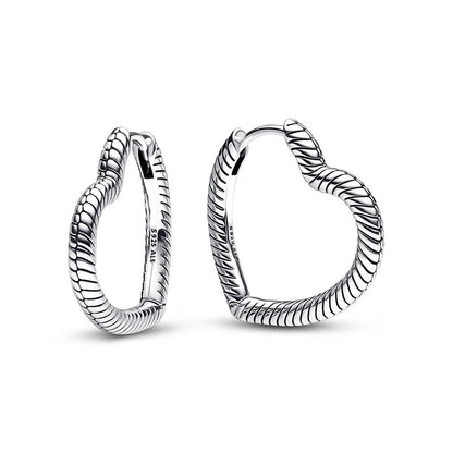 Heart Shape Hoop Earrings  -Pandora 925 Silver