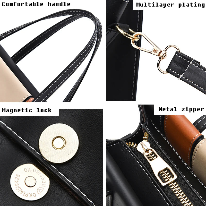 Patchwork Handbags  Adjustable Strap Top Handle Bag