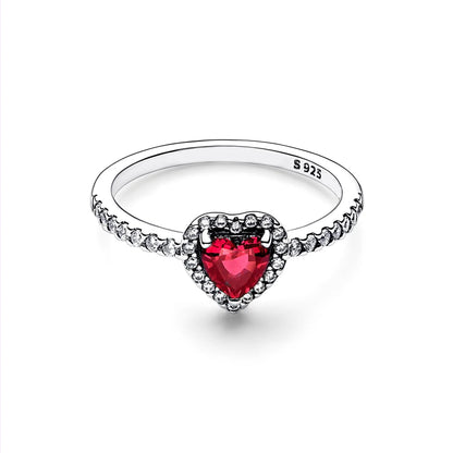 Hot PANDORA  Sterling Silver Red Love Heart Style Rings