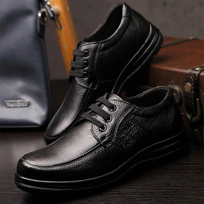 Genuine Cowhide Leather  Flat Mens Shoes -  Business Soft  & Comfortable