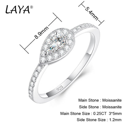 Ladies All Stones Moissanite Diamond D Color Pear Shape LAYA-  100% 925 Sterling Silver