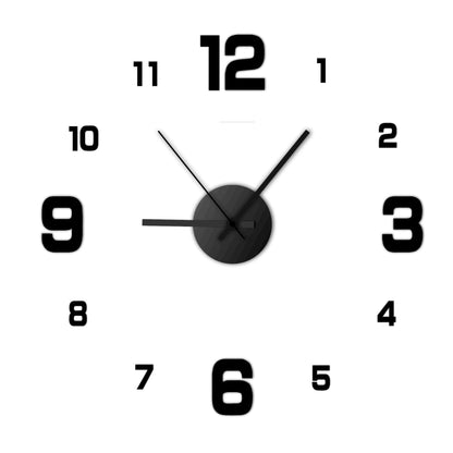 Creative Frameless DIY Silent  Decal  Wall Clock - For Living Room &  Office Wall Decoration