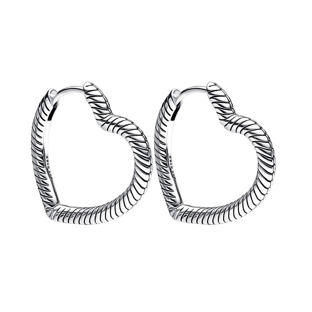 Heart Shape Hoop Earrings  -Pandora 925 Silver