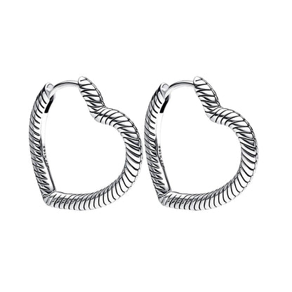 Heart Shape Hoop Earrings  -Pandora 925 Silver