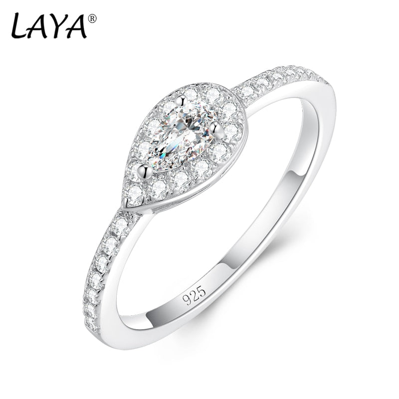 Ladies All Stones Moissanite Diamond D Color Pear Shape LAYA-  100% 925 Sterling Silver