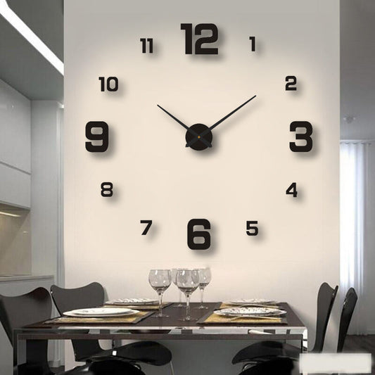 Creative Frameless DIY Silent  Decal  Wall Clock - For Living Room &  Office Wall Decoration